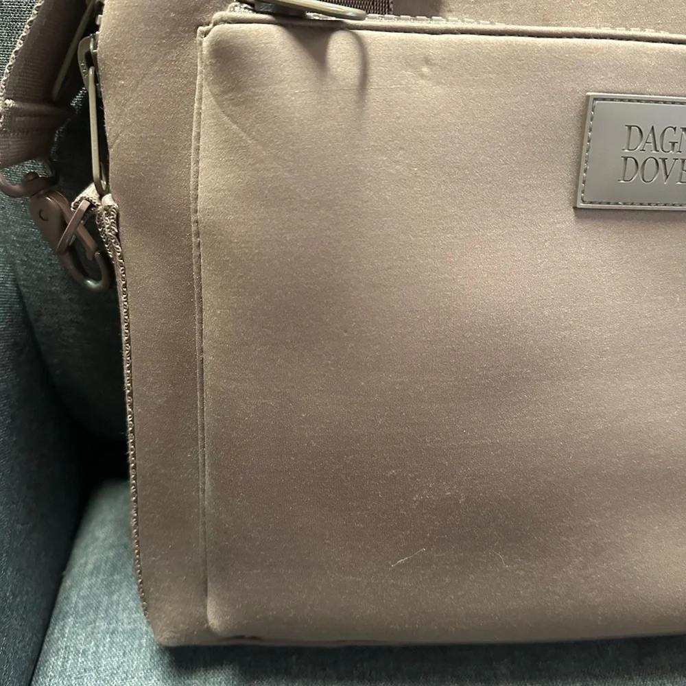 Dagne Dover Large Ryan Neoprene Laptop Bag In Dune